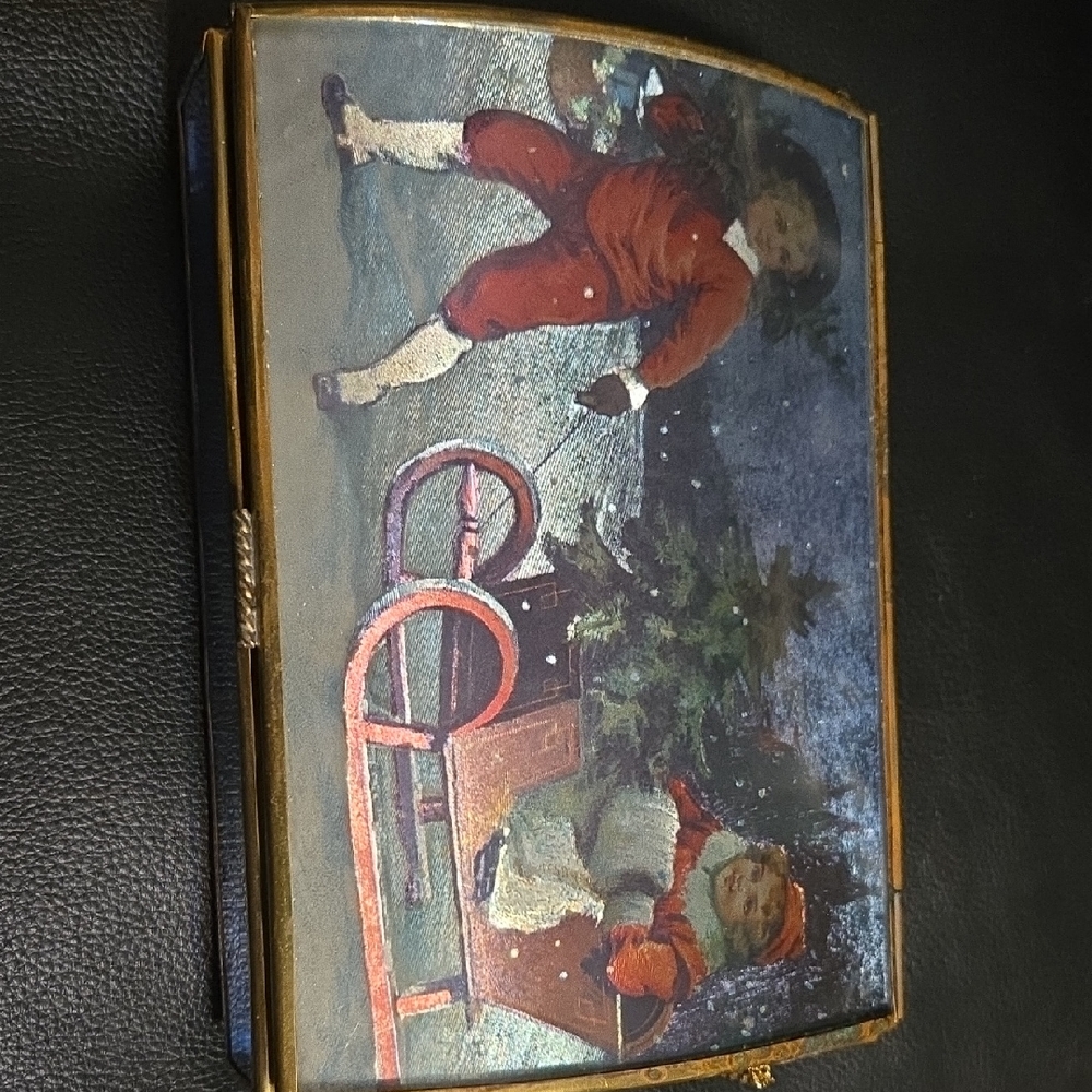 Vintage Handcrafted Winter Scene Jewelry Box